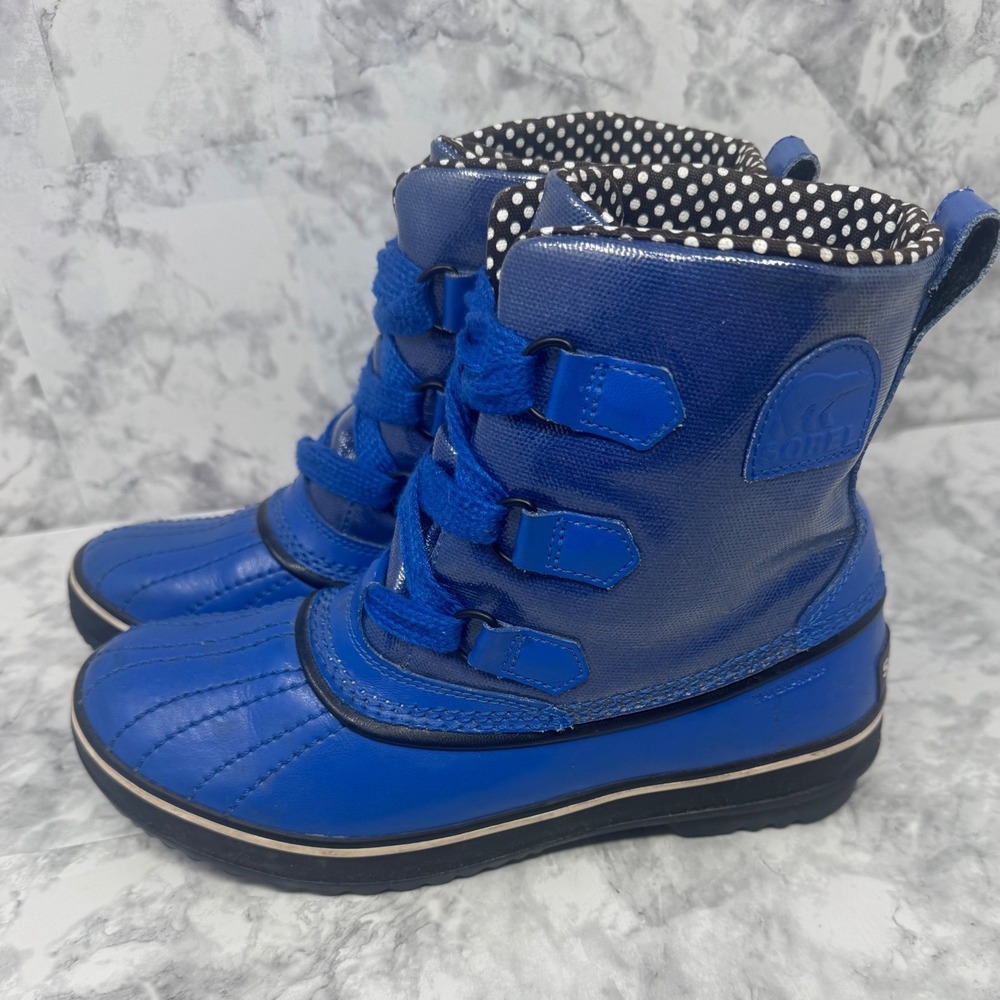 Sorel Tivoli II‎ Blue Waterproof Snow Boots Polka Dot Lining NL1691-409 Womens 8